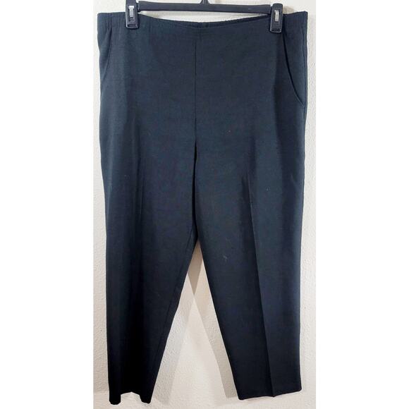 Briggs Black Flat Front Pull On Pants 14P Lightweight Slashed Pocket Tapered Leg - Picture 1 of 6